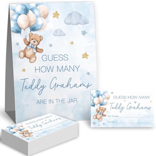 Guess How Many Bear Game, Baby Shower & Gender Reveal Decorations for Boys