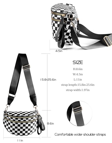 Image of FEIBOON Spacious Checkered Nylon Crossbody Bag Bum Bag Handbags Wallets for Women