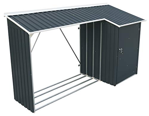 Duramax Metallgerätehaus Kaminholzregal mit Aufbewahrungsschrank anthrazit – Bild 6