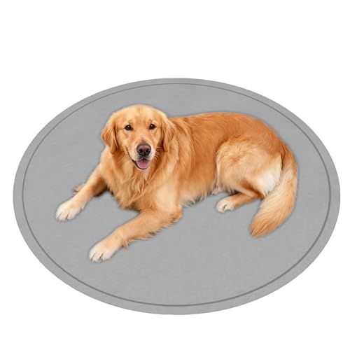 Waigg Kii Tapete redondo lavable para perros medianos y grandes, ultra suave, calmante para perros, almohadilla antideslizante de lujo para perros grandes, jumbo, medianos y pequeños (gris, 170 cm)