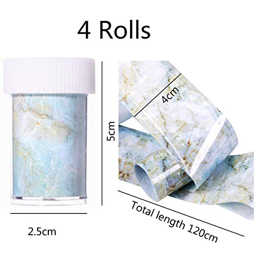 HQdeal 4 Rollen Nagel Transferfolie Marmor Nail Foil Transfer Nagelsticker Selbstklebend NagelFolien Kleber Nagel Decals… – Bild 3