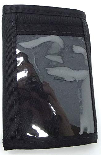 Nylon Trifold ID Wallet w/Outside & Inside ID. Hook & Loop. Made in USA (Black)2