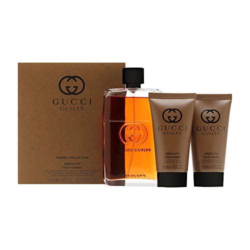 Gucci Guilty Absolute for Men 3 Piece Set Includes: 3.0 oz Eau de Parfum Spray + 1.6 oz After Shave Balm + 1.6 oz All Over Shampoo