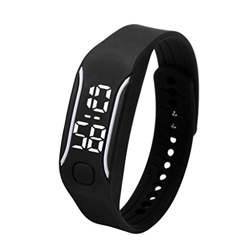 Creazy Fashion LED Sports Running Watch Date Rubber Bracelet Digital Wrist Watch (Black)