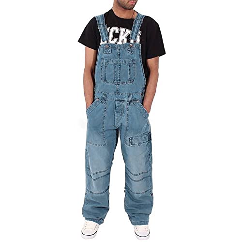 Generisch Peto vaquero para hombre de gran tamaño, pantalones de trabajo con elástico para hombre, peto, con bolsillos, sin mangas, mono de verano, retro, de una pieza, cómodo, pantalones vaqueros