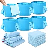 FillTouch 12 Pcs 15L Foldable Foot Soaking Tub Kit Portable Foot Bath Tub for Soaking Feet with Towel and Storage Bag Soak Spa Bucket for Travel Camping (Blue)