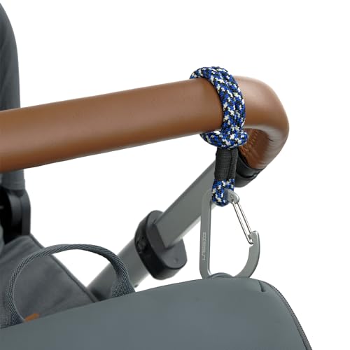 LÄSSIG Kinderwagenbefestigung (2 Stk.) Karabinerhaken Kinderwagenhaken Einkaufshaken/Stroller Hooks Cord black/blue/vanilla – Ansicht 3