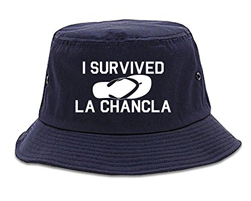 Kings Of NY I Survived La Chancla Funny Spanish Mens Bucket Hat Navy Blue
