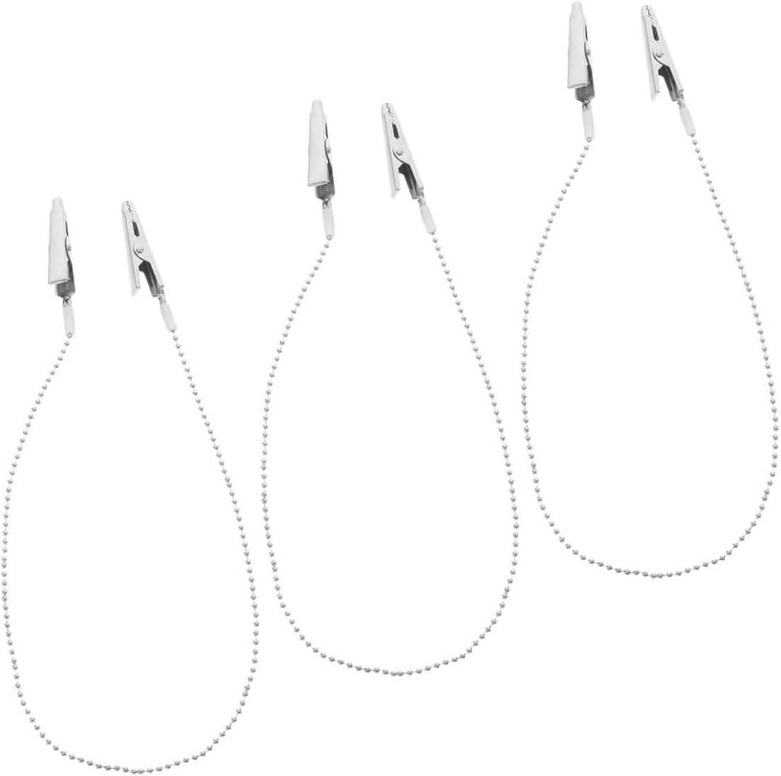 3pcs Metal Chain Napkin Clips for Adults Reusable Bib Holder with Plastic Spring Clamp Easy to Clean Napkin Chain for Professional Use and Everyday occasions