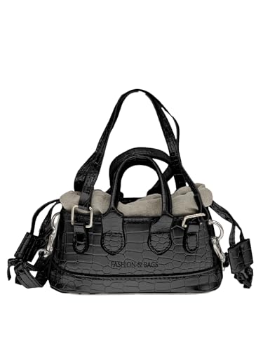 Women's Retro Texture Crossbody Bag Drawstring Handbag Small Casual Everyday Clutch Purses With Chain Strap