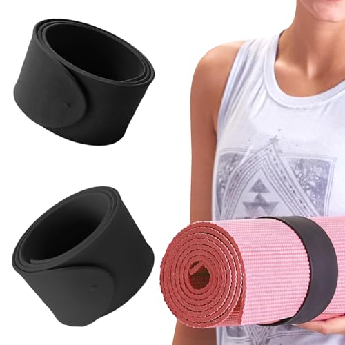 Nexhyp 2Pcs Yoga Mat Strap Slap Bands - Secure Rolled Yoga/Pilates Mats (20"x2"), Durable Non-Slip Hold for Thick Mats & Carrying, Easily ‘Slap’ On with Super Strong Hold for Women Girl (Black) - Image 4