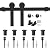 WINSOON 5/6/8/10/12/13/15/16FT Black Straight Design Sliding Roller Barn Single Wood Door Hardware Closet Track Kit Set (6.6FT Single Door Kit)