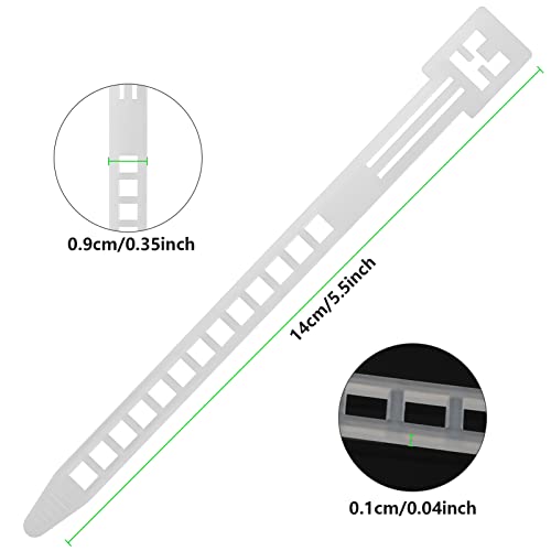 Saisn 100 Pack Flexible Trapezoidal Cable Ties Reusable Zip Ties Adjustable Zip Straps Heavy Duty Nylon Releasable Wire Ties (5.5 Inch, White) #TOP5