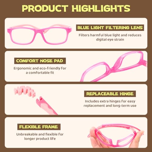 Image of Bluelight Kids Glasses, Unbreakable TR90 Frame for New Year Gifts - 360 Flexible, Lightweight & Safe Eyeglasses