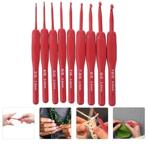 Kit de ganchillos de aluminio y silicona para tejer ropa de invierno sin deformar las puntas 6