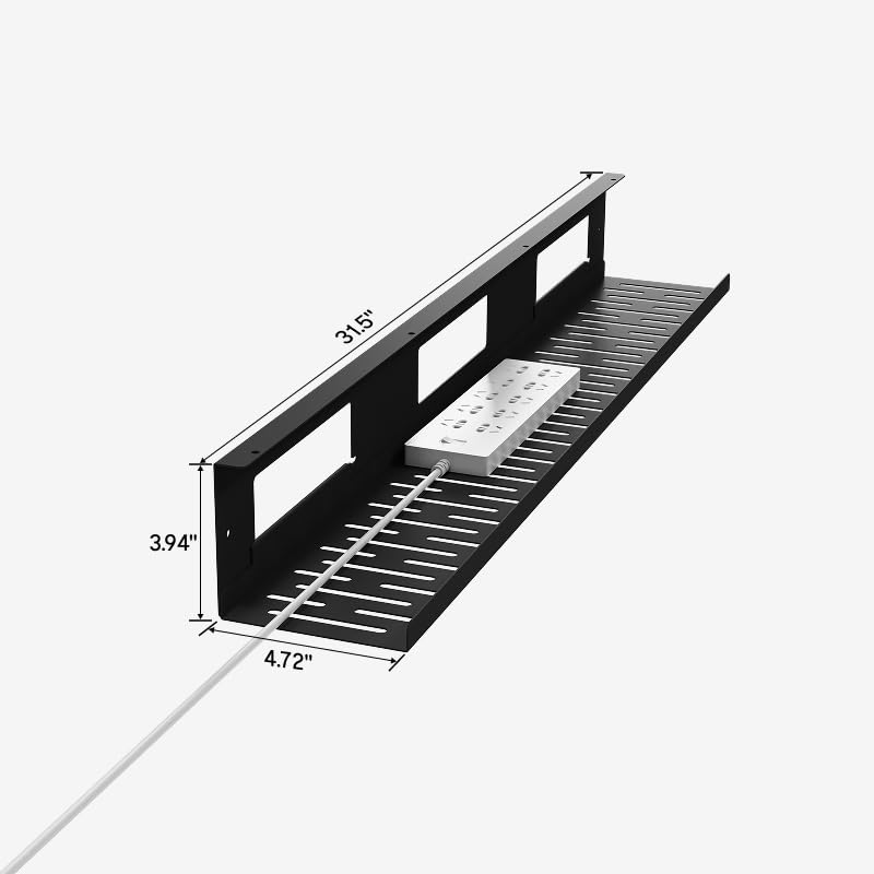 Image of FLEXISPOT Black Cable Tray Metal Raceway Wire Organizer Office Home Computer Cable Management for Standing Desk