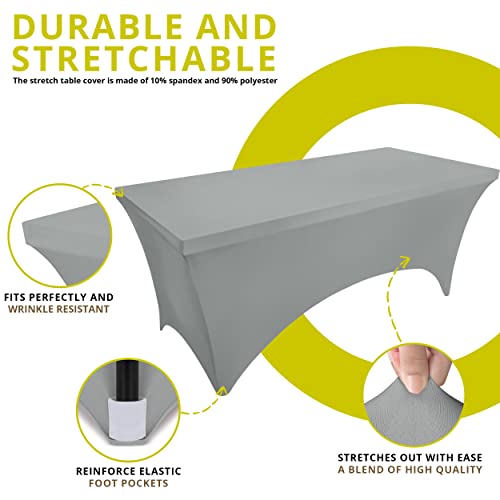 image for Utopia Kitchen Spandex Tablecloth 2 Pack [4FT, Grey] Tight, Fitted, Wa