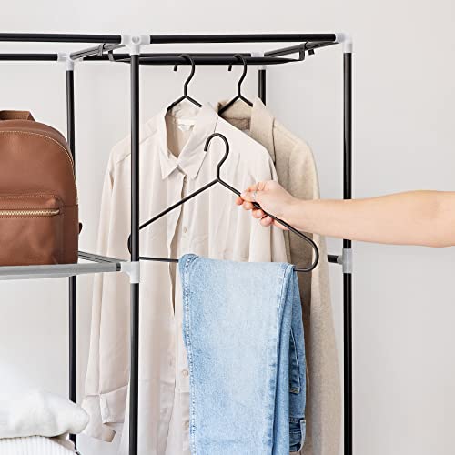 Navaris Stoff Kleiderschrank mit Kleiderstange - Faltschrank 88x170x45cm mit Stange - Schrank groß stabil - Stoffschrank faltbar aus Vlies in Hellgrau