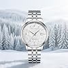 SEA-GULL Seagull Couple Watches for Men Women, Automatic Mechanical Wristwatch, Cedar Dial Stainless Steel Business Calendar Couples Watch, 40mm, 6182