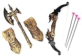 VENTURA TRADING Arco y Flecha Medieval y Conjunto de Hacha Caballero Accesorio Espada de Juguete Guerrero de Juguete Espada de niño Dragones Guerrero Caballero