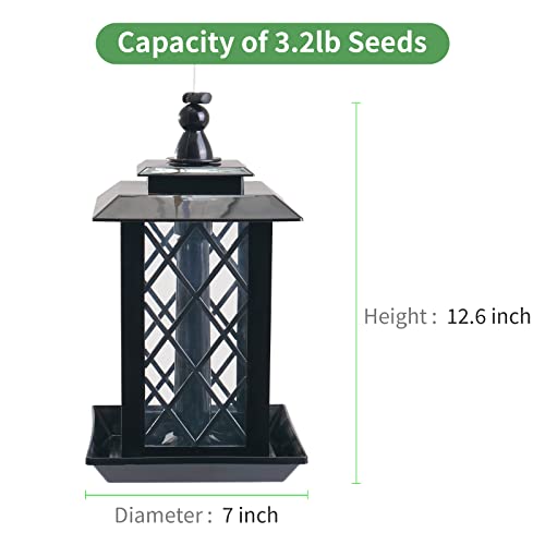 Bird Feeder, Vivace Large Bird Feeders For Outdoors Hanging Bird Feeder, 3.2Lb Capacity Bird Seed Feeder Lantern Wild Bird Feeders For Outside Hanging, Black #TOP4