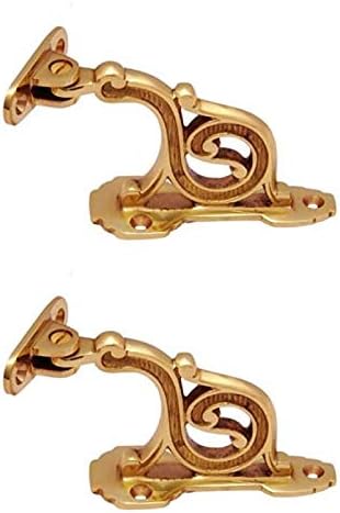 Adonai Hardware Decorative Brass Handrail Bracket (Polish Lacquered) - Supplied as 2 Pieces per Pack