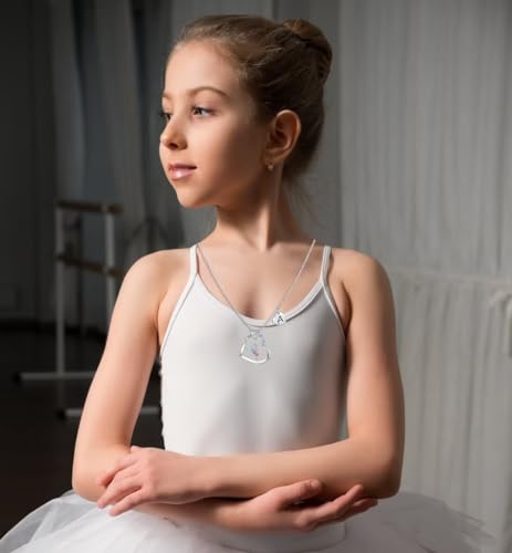Ballerina Necklaces Gifts for Girls Ballet Dancer Necklaces for Teens Little Girls Heart Initial Rainbow Dance Necklace Jewelry Gifts for Girls Women2