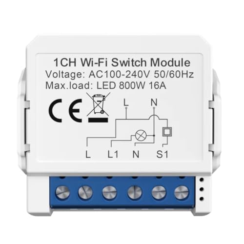 Loufy Tuya Smart WiFi Interruttore Di Illuminazione 1 Via Controllo Mini Interruttore Controllato da Yandex Alexa Home Facile Installazione