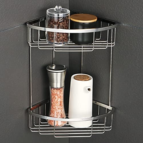 SAYAYO Corner Shower Caddy Shower Organiser SUS304 Stainless Steel Shower Basket, 2-Tier Polished Chromed Corner Bathroom Shower Shelf, EGLY1002S-C