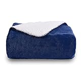 SOCHOW Manta de Tiro de Lana de Sherpa Lujosa, Azul Marino 150 x 200 cm