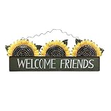 Attraction Design Vintage Sunflower Decor Welcome Sign for Front Door, Garden Themed Welcome Door Si