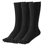 Women's Toe Socks Cotton Crew Athletic Running Five Finger Socks 4 Pack (Black/3 Pairs)