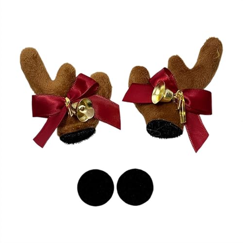 Decorazioni Natalizie con Corna per Casco, Decorazione Natalizia con Alce, Accessori con Corna di Renna per Caschi da Moto Bici Sci, Ornamento Regalo per le Feste Facile da Agganciare