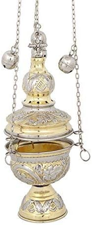 #N/A Two Colored Brass Christian Church Thurible Incense Burner Censer (127 GN)