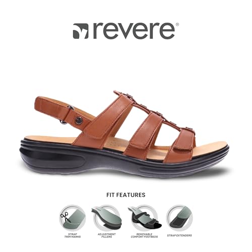 Image of Revere Toledo Women's Sandals - Gladiator Inspired Premium Leather Walking Sandals - Stylish and Trendy - Orthotic-Friendly with Arch Support and Adjustable Fit