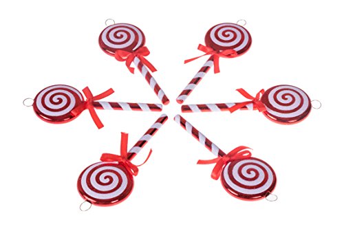 Clever Creations Lollipop Christmas Ornament Set of 6 Pieces, Shatterproof Holiday Décor for Christmas Trees, Red and White