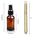 Ruckae Set of 20，1 oz Amber Glass Spray Bottles for Essential Oils, Hair, Water, Empty Small Fine Mist and Refillable Mister-With Funnel and Gold Pen,Black Fine Mist Sprayers