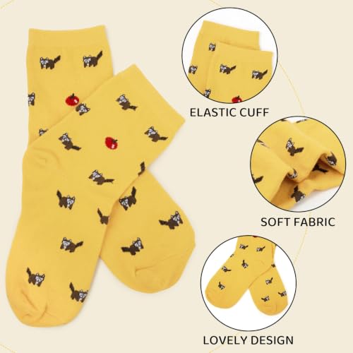 Image of Chalier 5 Pairs Socks for Women, Fun Cat Dog Animal Funny Socks Gifts | Soft Cotton, Elastic Cuff, Cute Novelty Pattern, Exquisite Hosiery, Birthday Gifts for Girl Mom Lovers, Fit Shoe Size 5-9