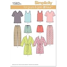 Simplicity US1563A Easy to Sew Teens, Mens and Womens Pajama Sewing Pattern Kit, Code 1563, Sizes XS-XL