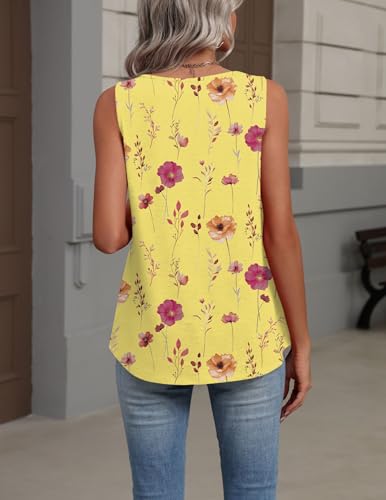 Image of Zeagoo Womens Tank Tops Summer Sleeveless Loose Fit Tops V Neck Pleated Shirts Basic Tees Dressy Casual Trendy Clothes