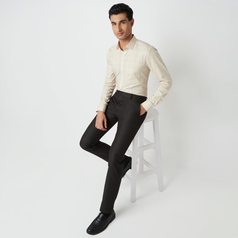 Image of MARK & ALBERT 100% Cotton Full Sleeves Regular Fit Formal Shirt for Men Blue