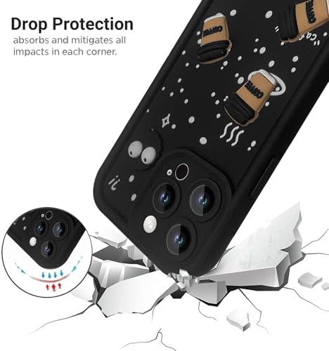 Image of SHINESTAR Back Cover for iPhone 13 Pro Max - 3D Cartoon Coffee & Eyes Design | Soft Silicone Shockproof Case with Full Camera Protection | Cute & Playful Phone Cover - Black