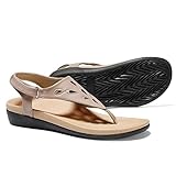 UTENAG Womens Arch Support Sandals Orthotic Adjustable Thong Flip Flops +Comfort Beige 8.5