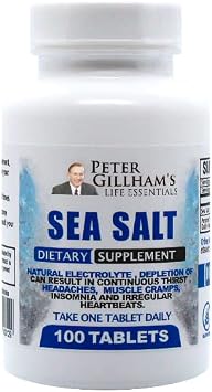 Peters Choice Sea Salt Sodium Chloride 450mg, 100 Tablets, Electrolyte Support & Balance, Athletic Post Workout Rehydration & Recovery. Hot Weather Aid. Prevent Dehydration & Cramps. Made in USA