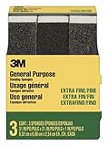 3M Sanding Sponge, Extra Fine, 3.75-Inch by 2.625-Inch by 1-Inch, 3-Pack