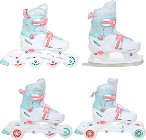 CROXER 4in1 Inline Skates Triskates Rollschuhe Schlittschuhe Inliner für Kinder Mädchen Jungen verstellbar (Nollan, 26-29 (16,5cm-18cm))