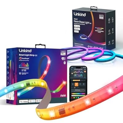 Linkind EN6 Neon Rope Light and LED Strip Lights RGB 10ft Compatible with Alexa and Google Home
