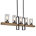 Anmytek Metal Wood and Glass Chandelier Pendant Light Retro Rustic Loft Antique Lamp Edison Vintage Pipe Sconce Decorative Five Lights Fixtures and Ceiling Light Luminaire (Five Lights)