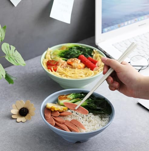 Image of Wheat Straw Salad Bowls Set (900ml) - Large Microwave Safe, Unbreakable & Stackable Bowls for Salad, Pasta, Soup, Ramen - BPA-Free, Eco-Friendly, Lightweight Serving Bowls for Kitchen (6, Multi)