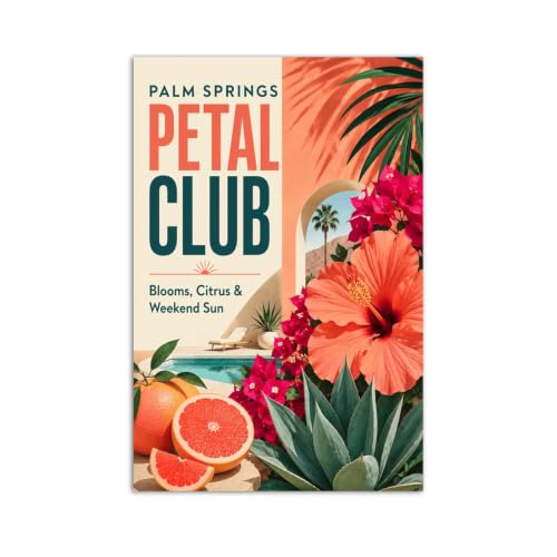 Palm Springs Floral Citrus Poster Tropical Aesthetic Canvas Wall Art